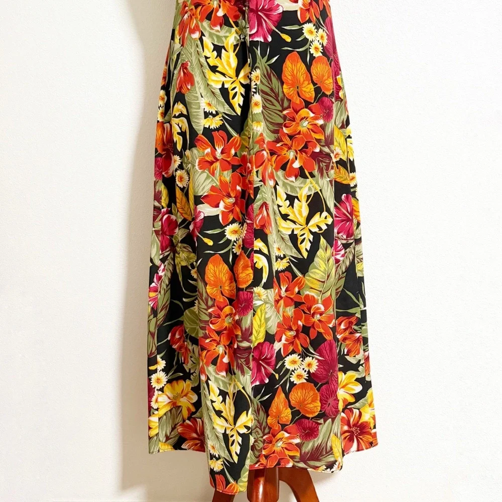 Vintage Sag Harbor Tropical Floral Midi Dress